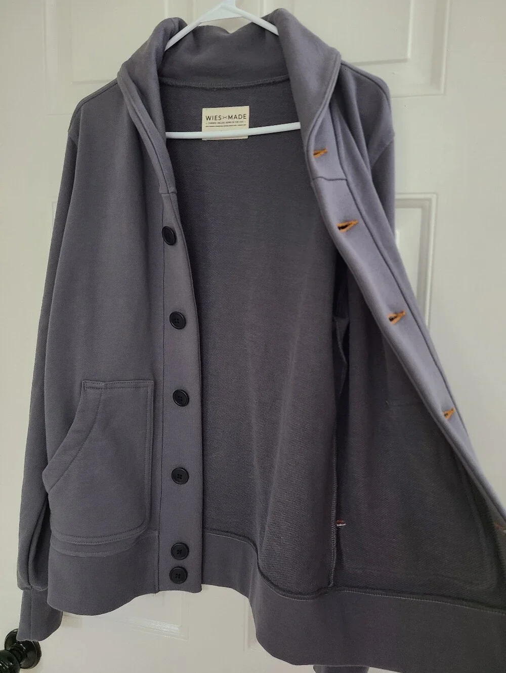 Wies Made Men's Bodega Shawl Cardigan French Terry Pebble Gray Size S EUC!